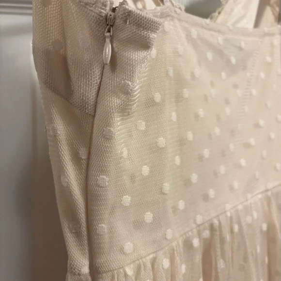 Entry Ivory Embroidered Maxi Dress with Sheer Polka Dot Overlay - Picture 8 of 15